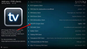 Media setup panel displaying the general integration fields required to run iptv on kodi Leia v18.6