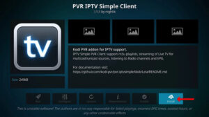 Software notification pop-up confirming successful channel integration and system reload for iptv on kodi