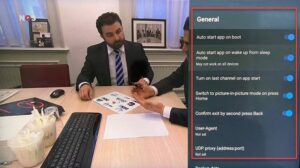 Parental control settings and PIN code restriction screen on an iptv player