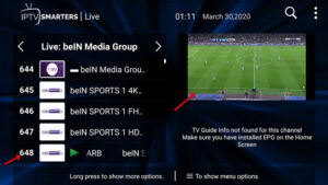 External player selection menu and advanced media settings on iptv smarters pro
