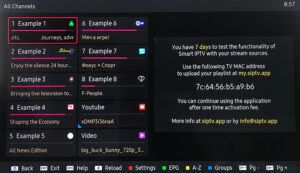 Application activation dashboard displayed on a premium smart tv screen