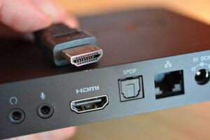 HDMI port connection and interface panel on a digital setupbox android