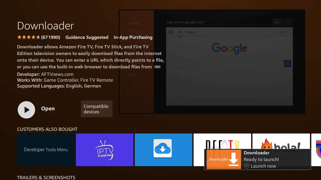 Application installer interface showcasing a highlighted open button ready to initialize the iptv trends media hub