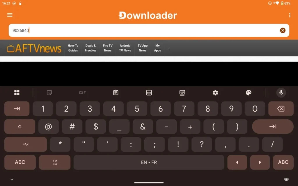 Application login interface displaying a numerical entry grid to type your secret code for iptv trends activation